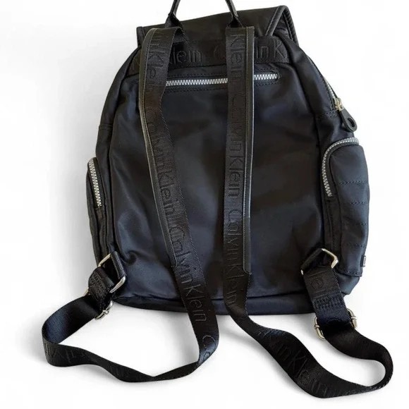 Black Calvin Klein Logo Backpack - Picture 3 of 8